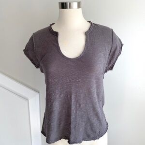 Natural Life 100% Cotton Molly Raw Edge Short Sleeved T Shirt in Gray - Size M